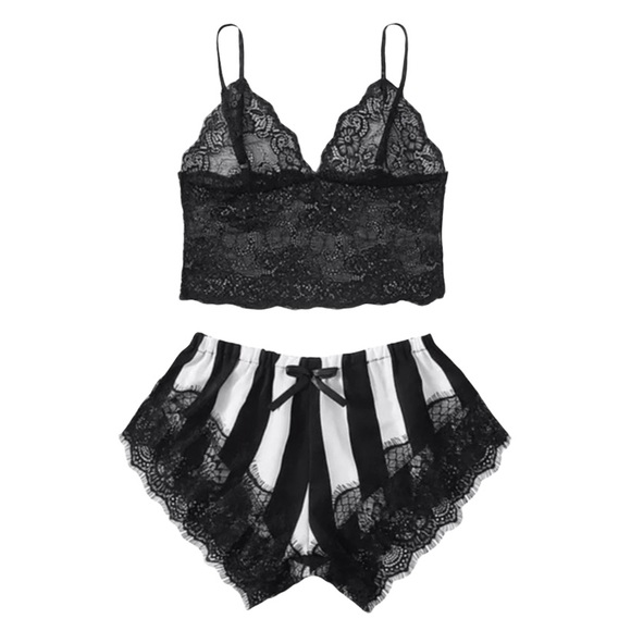 Black and white striped lingerie Clearance